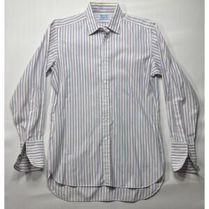 Hilditch & Key Men's French Cuff Striped Button Up Dress Shirt - 15-1/2 39cm